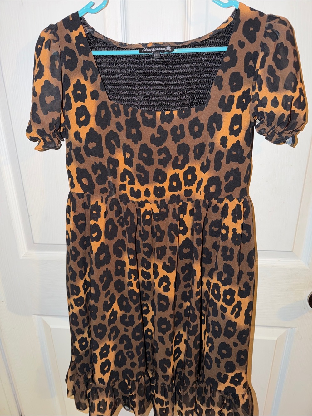 Sourpuss Leopard Print Dress - Black & Brown